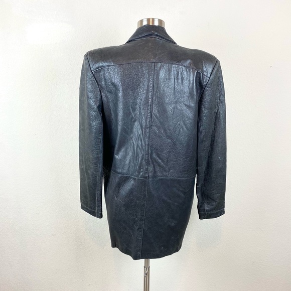 Vintage Black Leather Coat - Picture 3 of 7